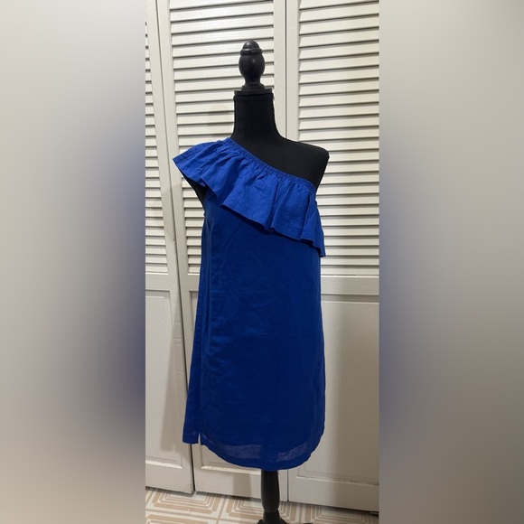 JCrew Factory Linen One Shoulder Dress - Picture 2 of 5